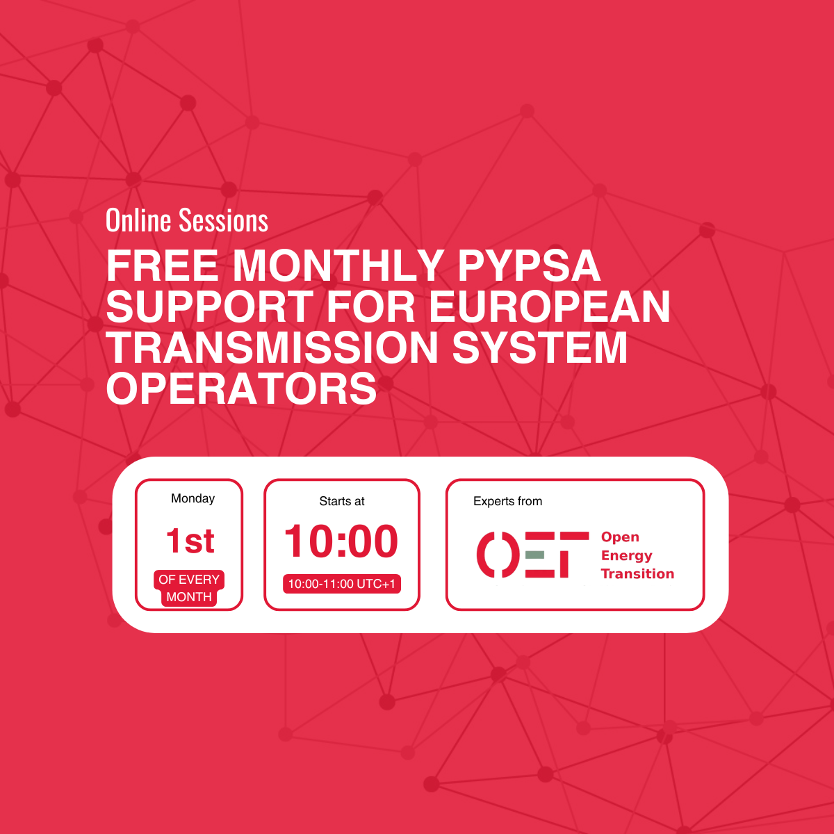 Free monthly PyPSA support for system operators