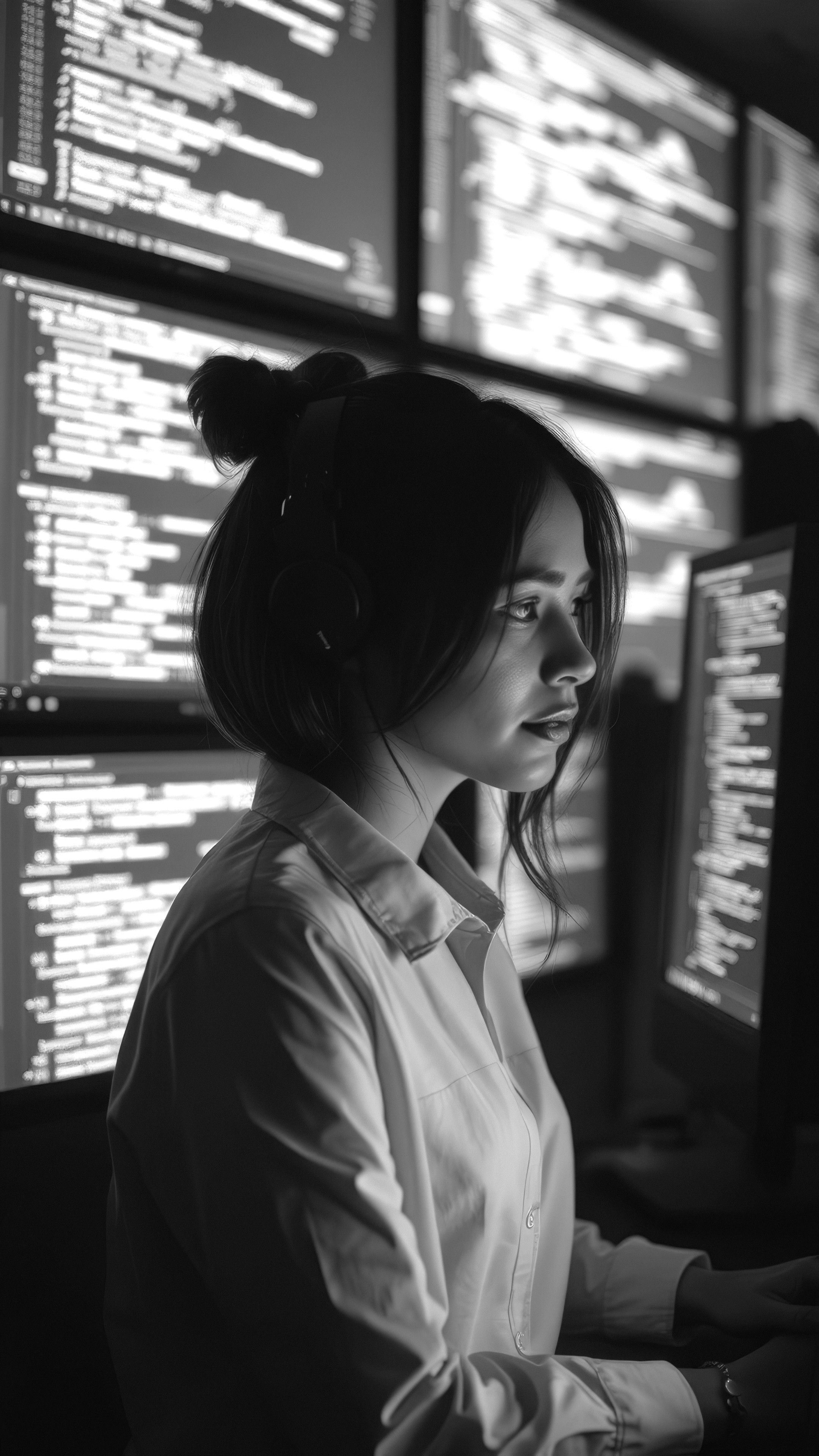 Woman working on code